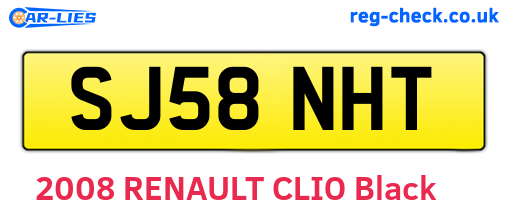 SJ58NHT are the vehicle registration plates.
