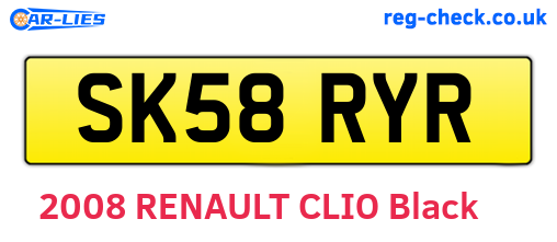 SK58RYR are the vehicle registration plates.