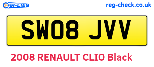 SW08JVV are the vehicle registration plates.
