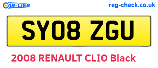 SY08ZGU are the vehicle registration plates.