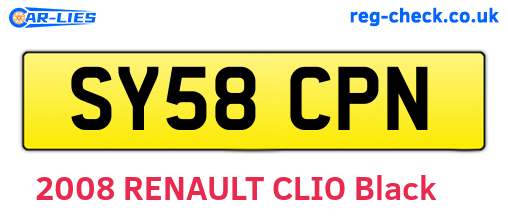 SY58CPN are the vehicle registration plates.