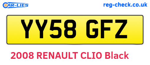 YY58GFZ are the vehicle registration plates.