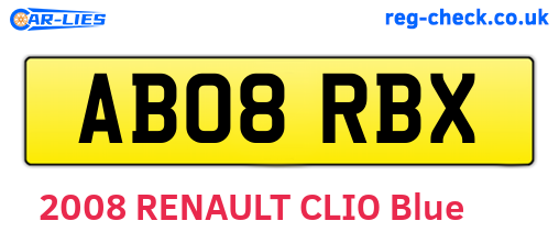 AB08RBX are the vehicle registration plates.