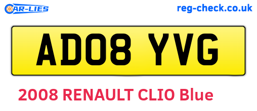 AD08YVG are the vehicle registration plates.