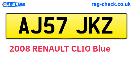 AJ57JKZ are the vehicle registration plates.