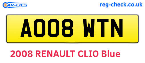 AO08WTN are the vehicle registration plates.