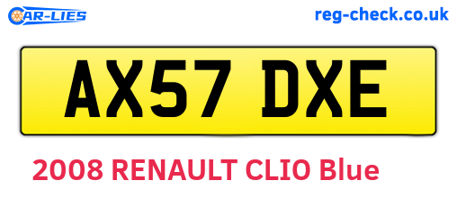 AX57DXE are the vehicle registration plates.