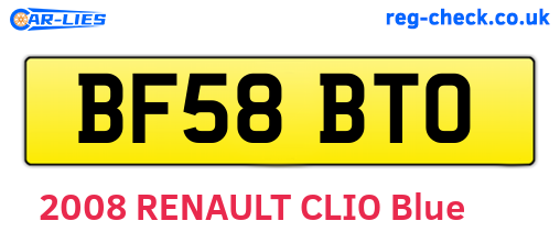 BF58BTO are the vehicle registration plates.