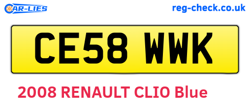 CE58WWK are the vehicle registration plates.