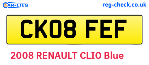 CK08FEF are the vehicle registration plates.