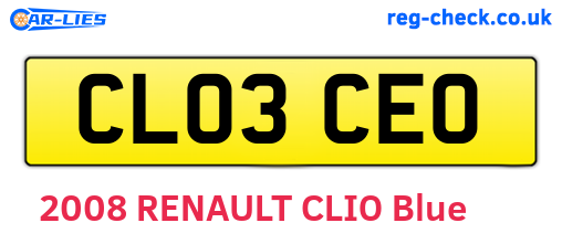 CL03CEO are the vehicle registration plates.