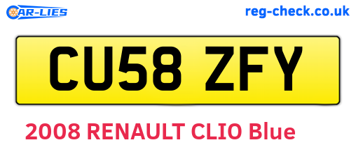 CU58ZFY are the vehicle registration plates.