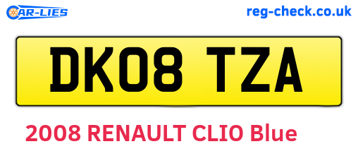 DK08TZA are the vehicle registration plates.