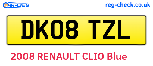 DK08TZL are the vehicle registration plates.
