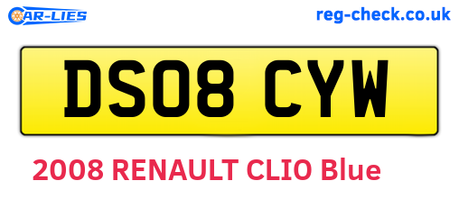 DS08CYW are the vehicle registration plates.