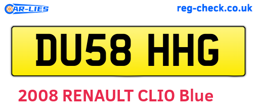 DU58HHG are the vehicle registration plates.