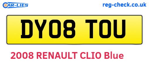 DY08TOU are the vehicle registration plates.