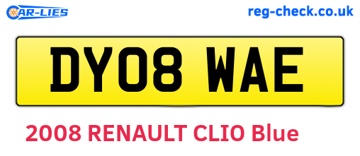DY08WAE are the vehicle registration plates.