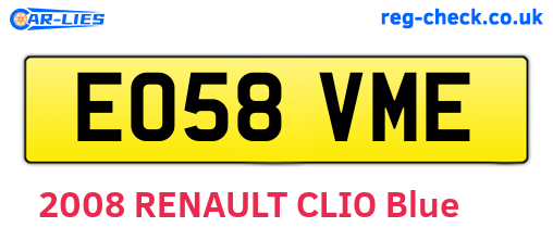 EO58VME are the vehicle registration plates.