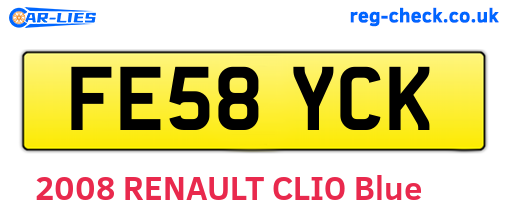 FE58YCK are the vehicle registration plates.