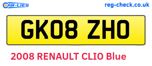 GK08ZHO are the vehicle registration plates.