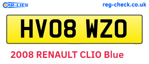 HV08WZO are the vehicle registration plates.