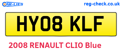 HY08KLF are the vehicle registration plates.