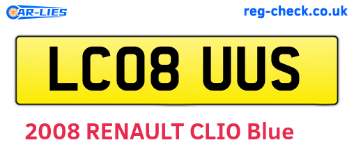 LC08UUS are the vehicle registration plates.