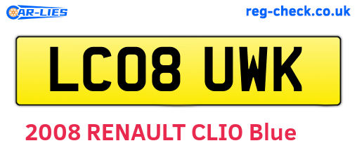 LC08UWK are the vehicle registration plates.