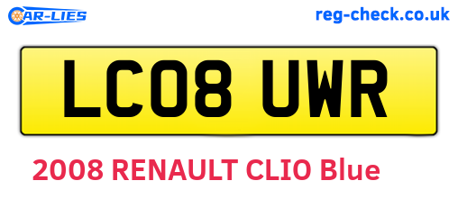 LC08UWR are the vehicle registration plates.