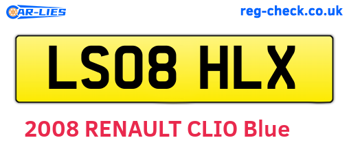 LS08HLX are the vehicle registration plates.