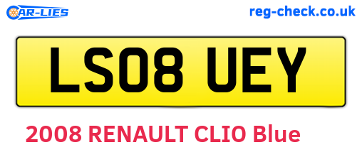 LS08UEY are the vehicle registration plates.