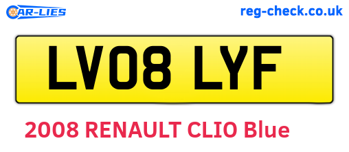 LV08LYF are the vehicle registration plates.