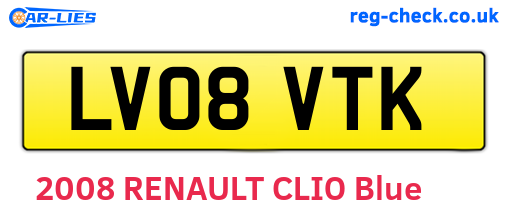 LV08VTK are the vehicle registration plates.