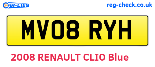 MV08RYH are the vehicle registration plates.