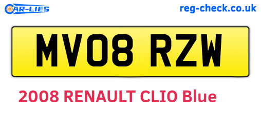 MV08RZW are the vehicle registration plates.