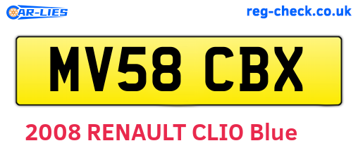 MV58CBX are the vehicle registration plates.