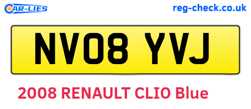 NV08YVJ are the vehicle registration plates.
