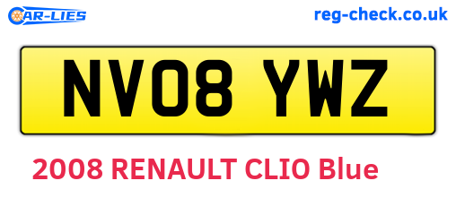 NV08YWZ are the vehicle registration plates.
