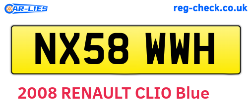 NX58WWH are the vehicle registration plates.
