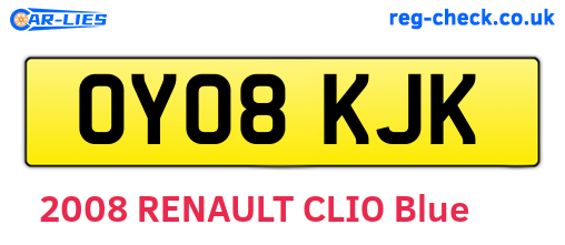 OY08KJK are the vehicle registration plates.