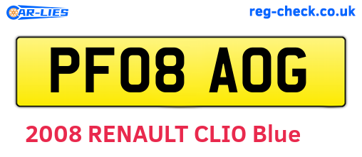 PF08AOG are the vehicle registration plates.