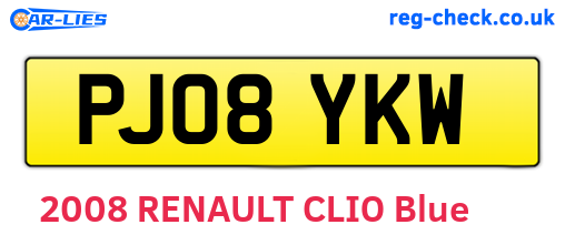 PJ08YKW are the vehicle registration plates.