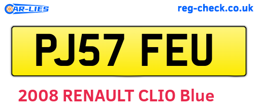 PJ57FEU are the vehicle registration plates.
