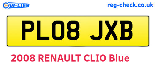 PL08JXB are the vehicle registration plates.