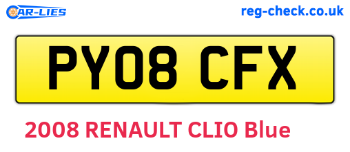 PY08CFX are the vehicle registration plates.