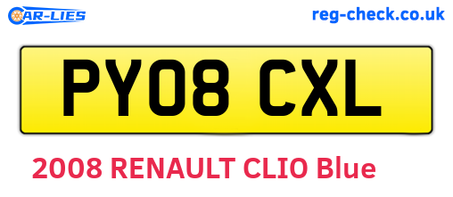 PY08CXL are the vehicle registration plates.