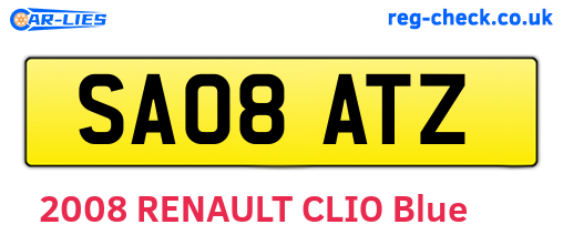 SA08ATZ are the vehicle registration plates.