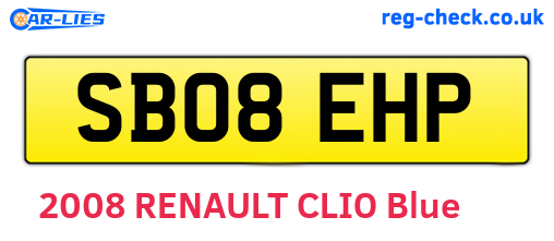 SB08EHP are the vehicle registration plates.