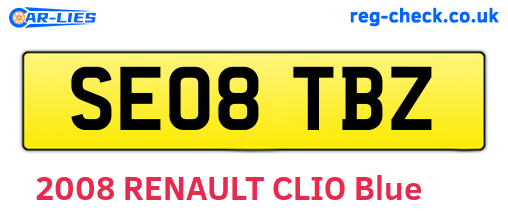 SE08TBZ are the vehicle registration plates.